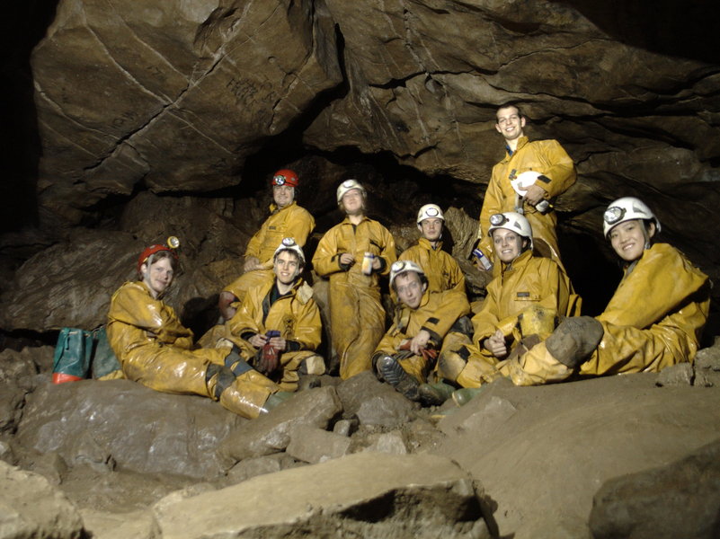 jarvist frost - powershot g5 - Eglwys Faen - group shot in far chamber long exposure